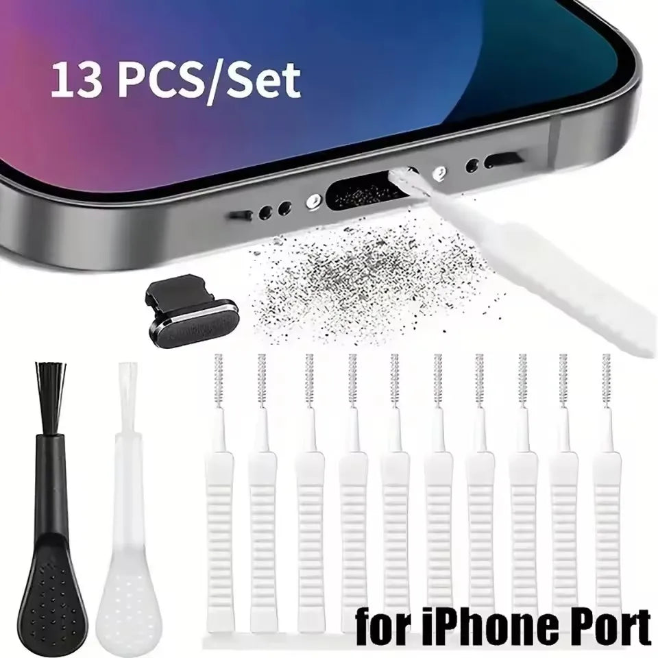 Mobile Phone Speaker Charging Port Cleaning Set Dust Plug for iPhone 16 15 14 Earphones Clean Kit Brush for Samsung Xiaomi