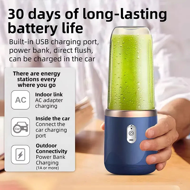 Portable USB Personal Mini Juicer Cup Handheld Travel Blender Single Double Cups for Water Bottles